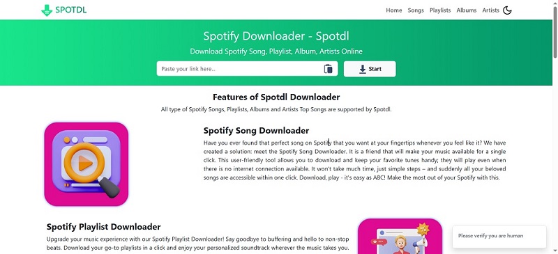 Interfaz del descargador Spotdl