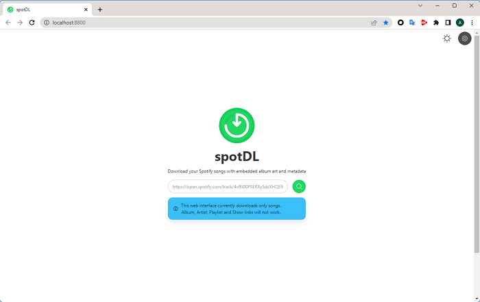 Incolla il collegamento Spotify su spotDL