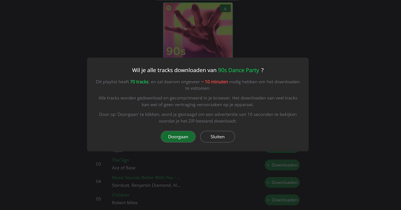 Spotify-afspeellijst downloaden met spotifydown