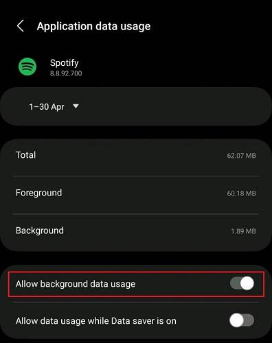 Consenti l'utilizzo in background su Android