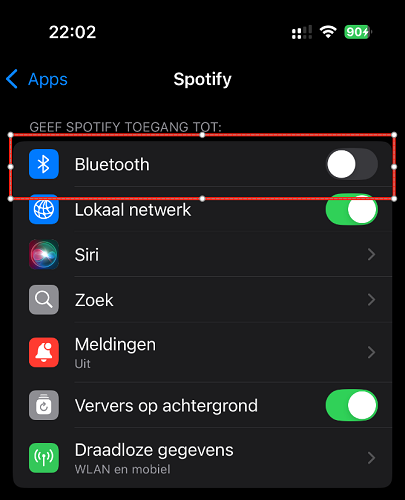 Bluetooth uitschakelen in Spotify-instellingen op iPhone