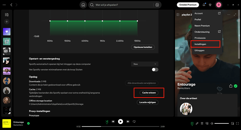 Wis Spotify Cache op het bureaublad