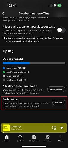 Spotify-cache wissen op mobiel