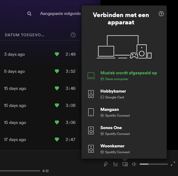 Controleer Spotify Connect en apparaten
