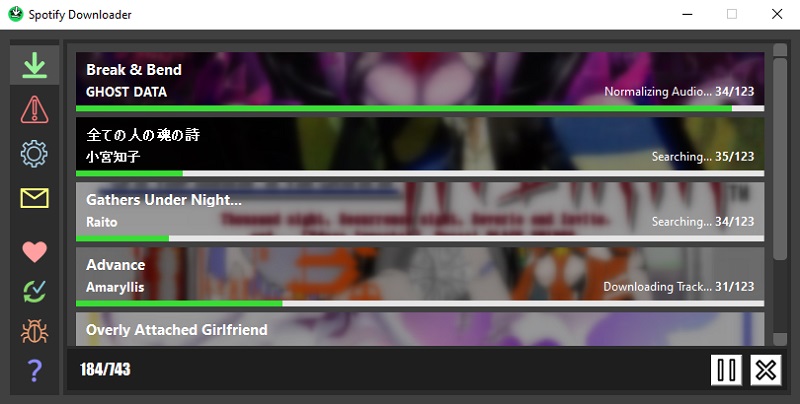 Spotify Downloader van GitHub interface