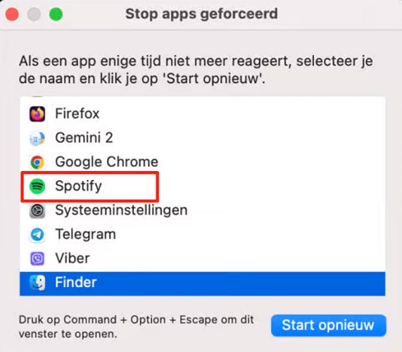 Spotify geforceerd afsluiten op Mac