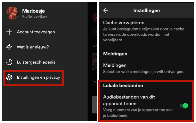 Toon lokale bestanden op Spotify op Android