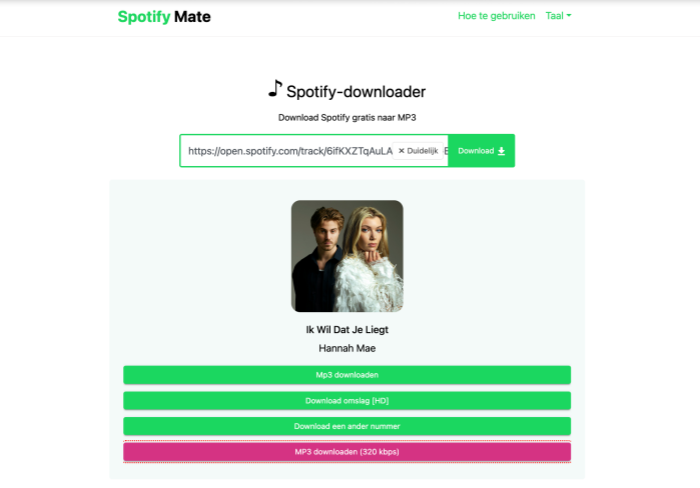Download muziek van Spotify via SpotifyMate