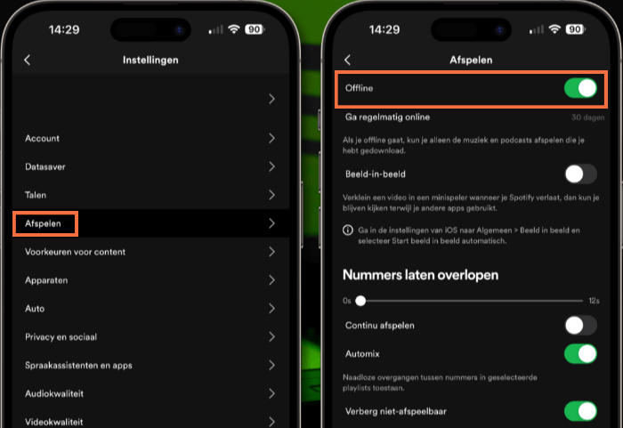 Schakel de Spotify-modus op mobiel in