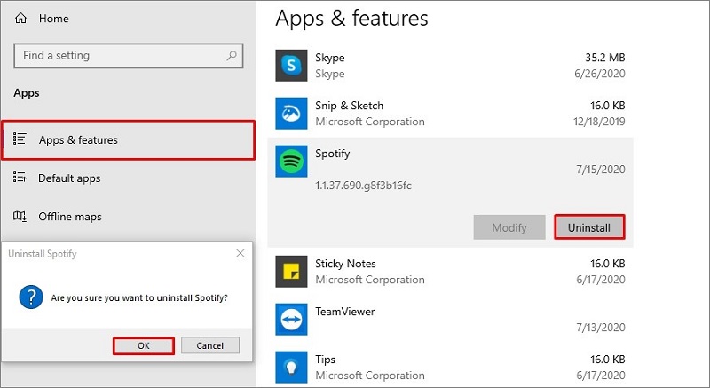 Verwijder Spotify op Windows