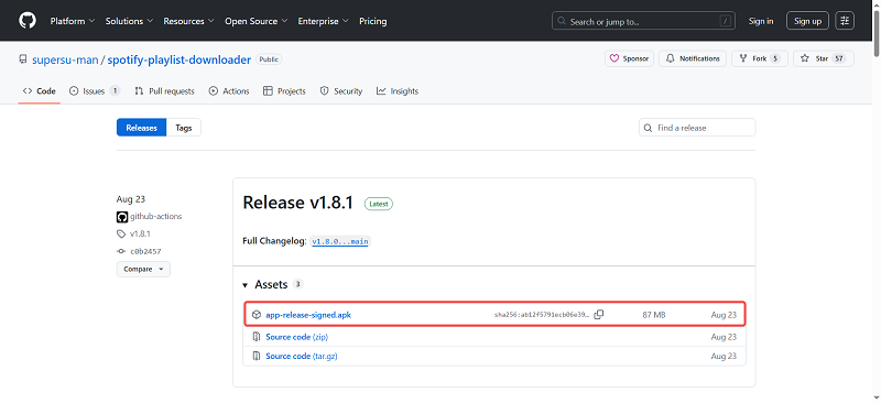 SpotifyPlaylistDownloader Android Tool on GitHub
