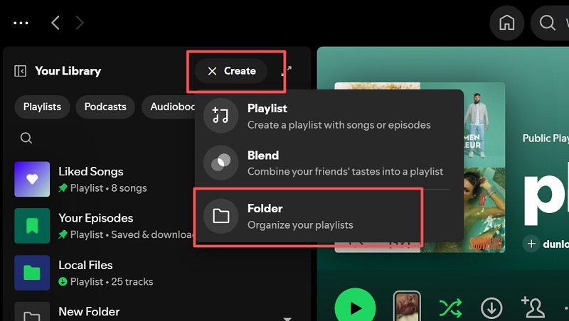 Create Spotify Playlist Folder