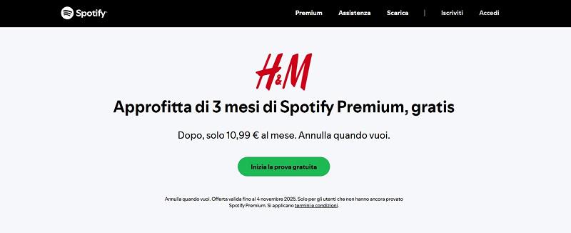 Spotify Premium gratis con H&M