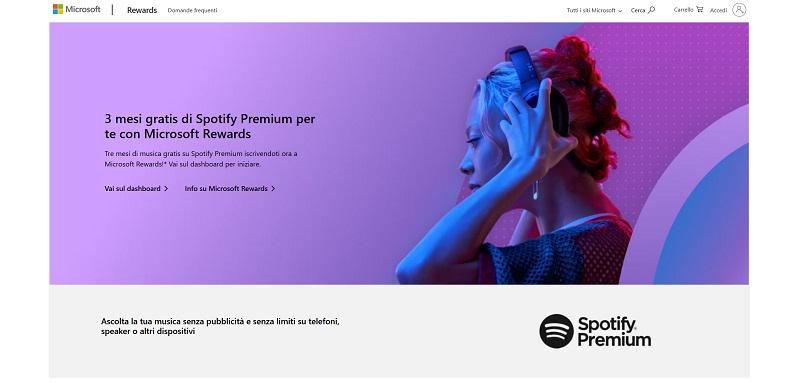 Spotify Premium gratis da Microsoft Rewards