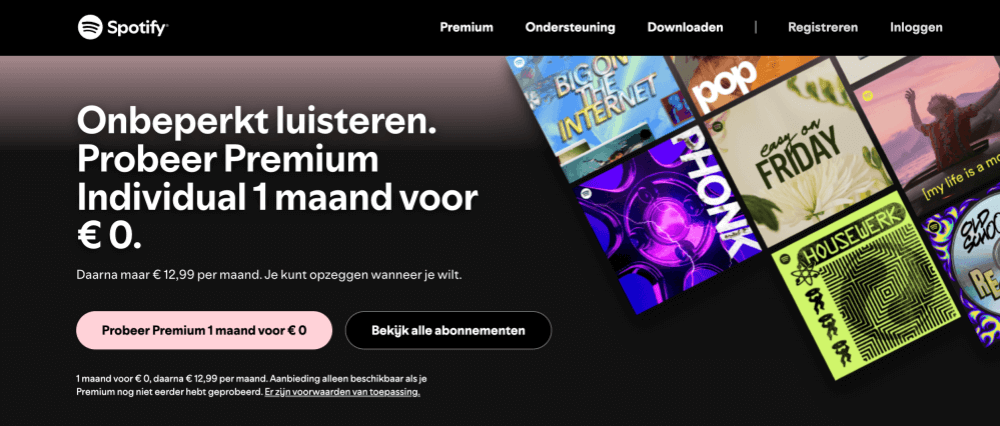 Spotify officiële gratis proefperiode