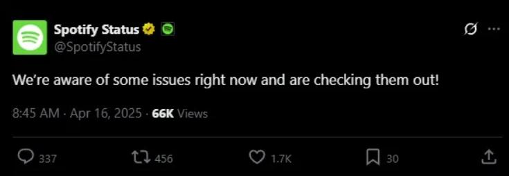 Notifica server Spotify inattivo