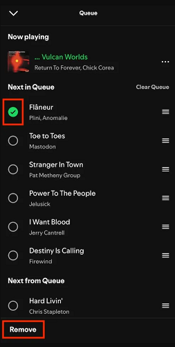 Spotify-wachtrij mobiel wissen