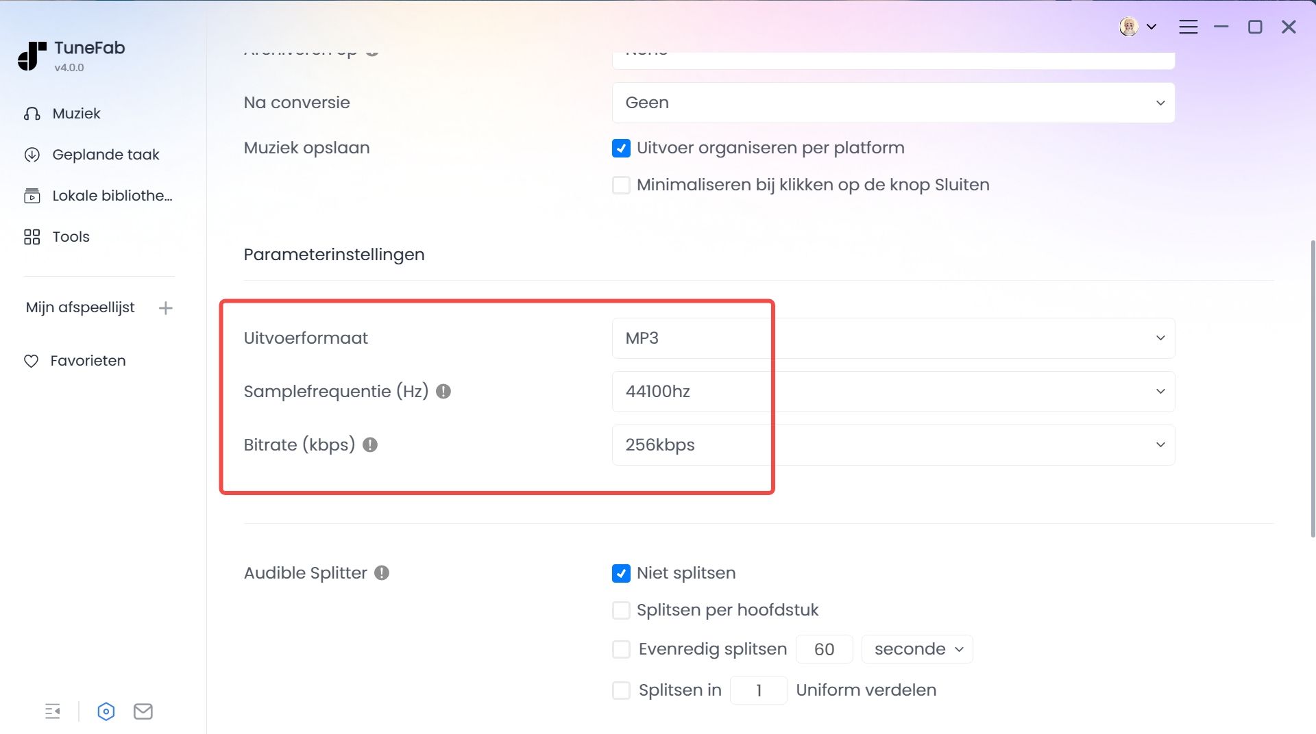 Algemene uitvoerinstellingen aanpassen