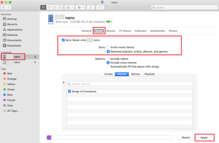 Sync Amazon Music to iPod on Mac via Finder
