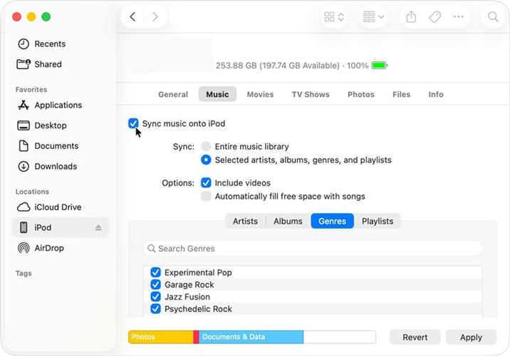 Sync Music to iPod with Finder on Mac