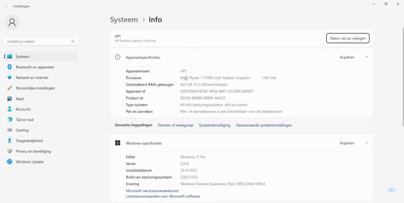 Systeeminfo controleren op Windows