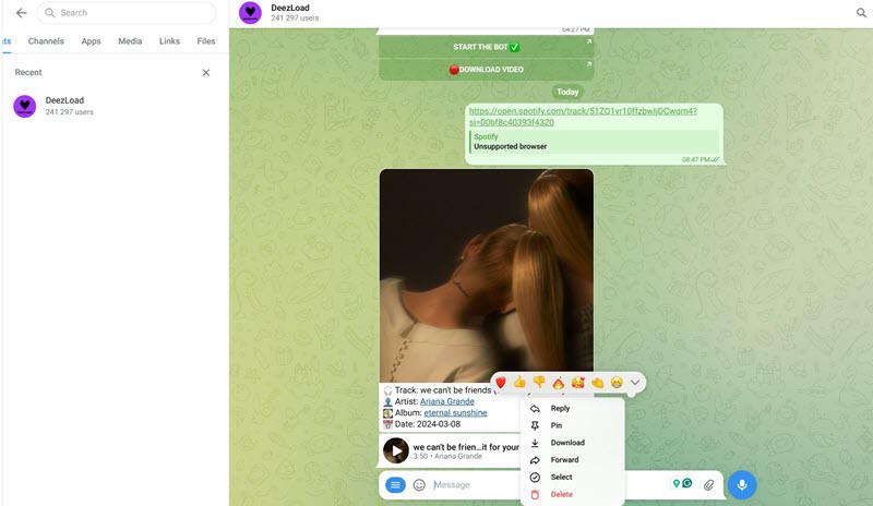 Download Spotify Songs to Computer via Telegram Bot
