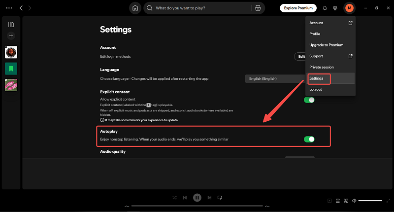 Toggle off the Autoplay Switch