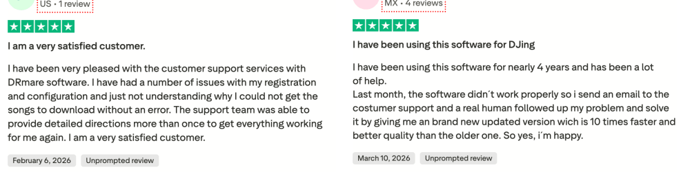 Positive User Reviews from Trustpilot
