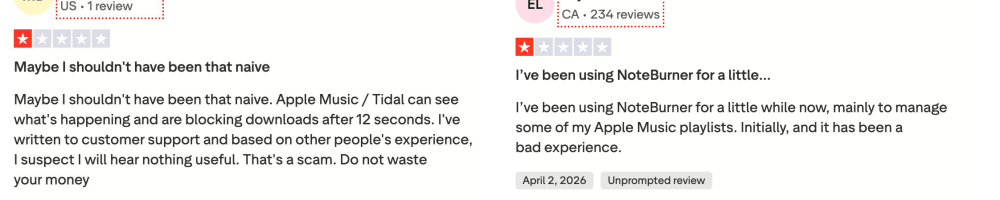 User Reviews of NoteBurner from TrustPilot