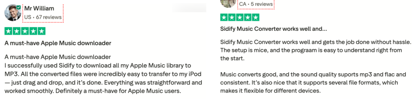 User Reviews of Sidify from TrustPilot