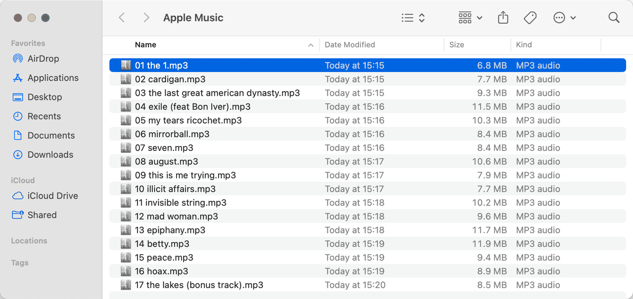 TuneFab Apple Music Downloader Downloaded Taylor's Playlist