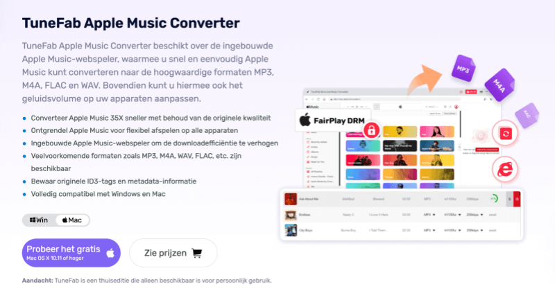 TuneFab Apple Music Converter officiële pagina