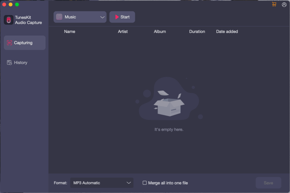 TunesKit Audio Capture Interface