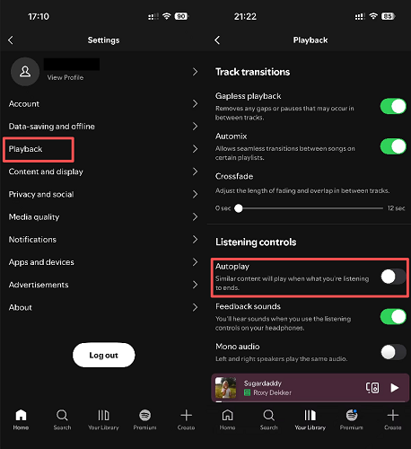 Turn off Spotify Autoplay on