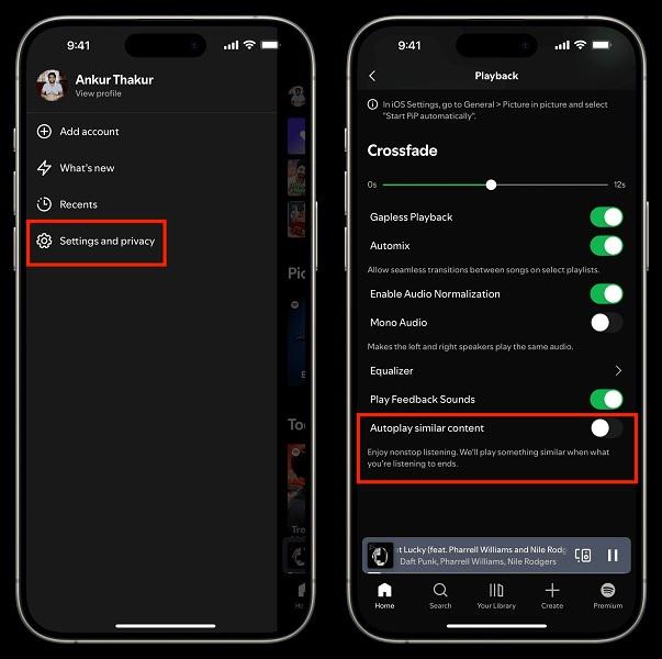Turn off Autoplay on Spotify on Phone