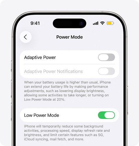 Disable Battery Saver on iPhone