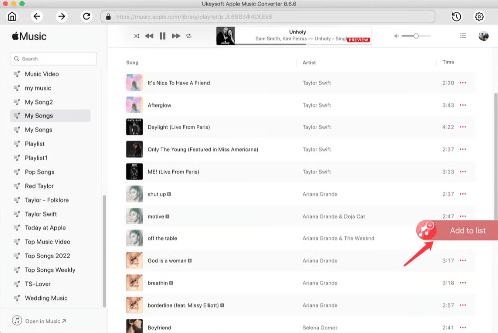 UkeySofy Add Apple Music Songs