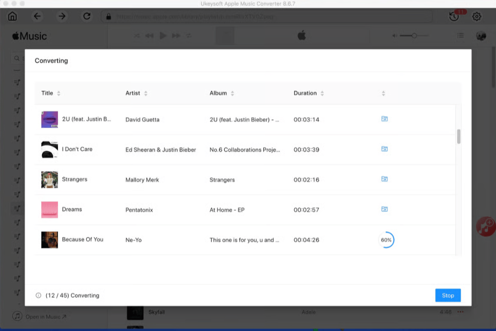 UkeySofy Converting Songs from Apple Music