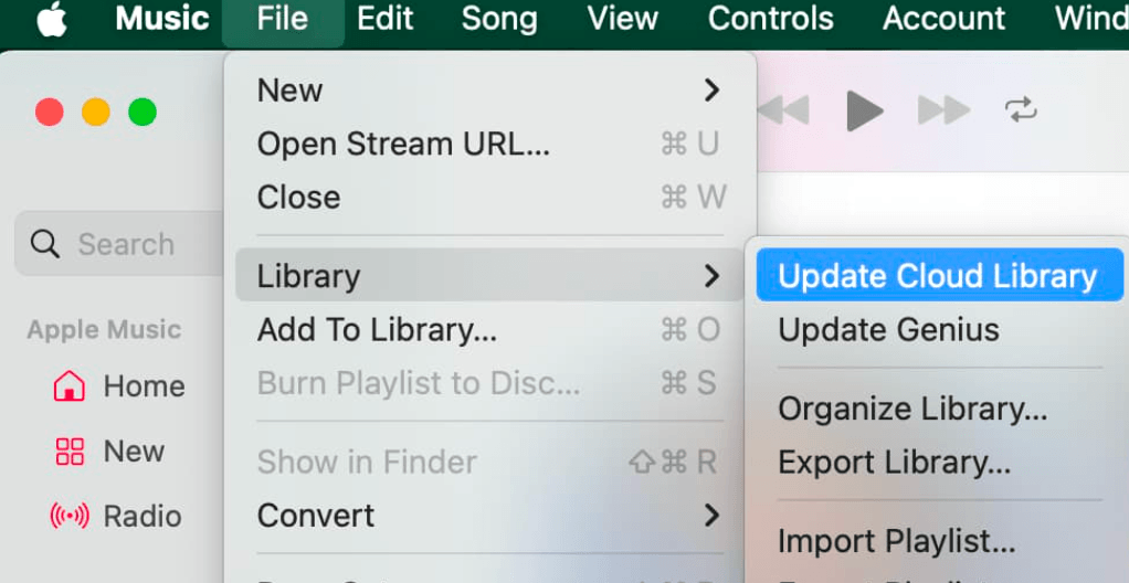Update the cloud library from the computer