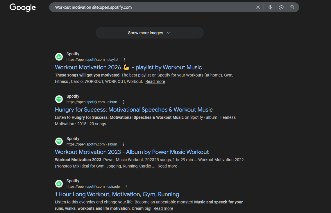 Use Google Site Search to Find Spotify Songs