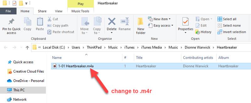 Wijzig M4A in M4R op Windows