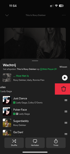 Een nummer uit de Spotify-wachtrij verwijderen op mobiel