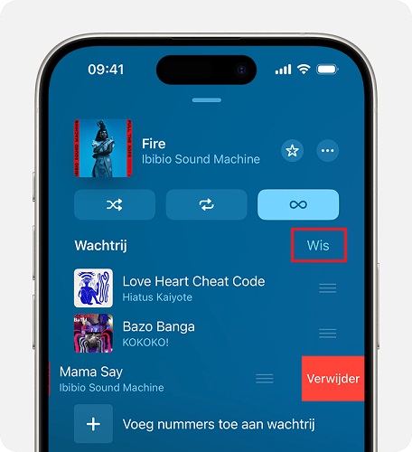 Wachtrij wissen in Apple Music