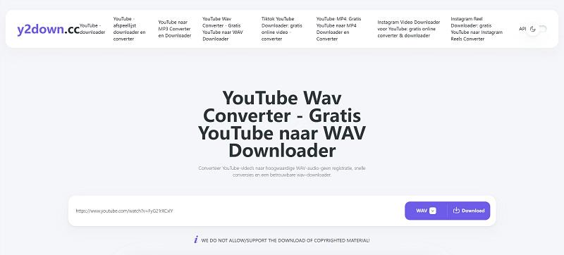 Y2Down YouTube naar WAV downloader