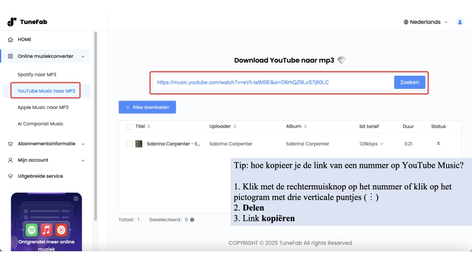 YouTube-afspeellijst downloaden naar MP3 online