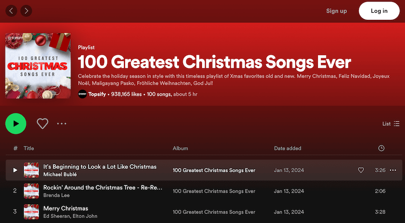Las mejores canciones de Navidad de 100