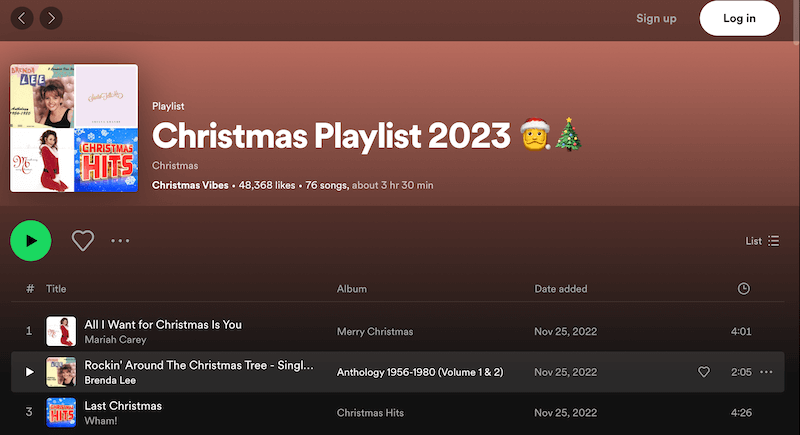 2023 年圣诞节播放列表