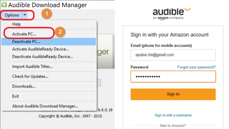 Активируйте Audible Download Manager