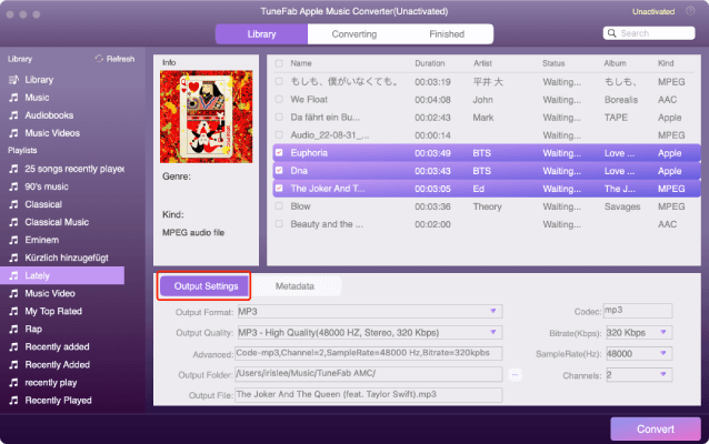 Настройте параметры вывода в TuneFab Apple Music Converter
