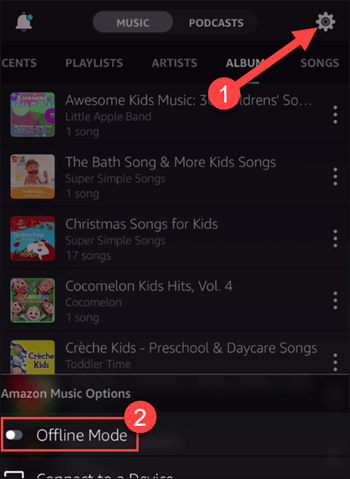 Включите автономный режим Amazon Music на Android